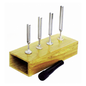 Tuning Forks Set of 4 on Box for Physics Lab