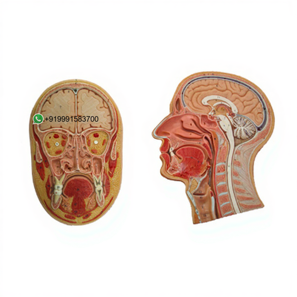 Human Head, Median and Frontal Section Anatomy Model for Biology Lab