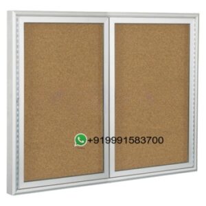 Indoor Enclosed Aluminum Bulletin Boards 2 Doors for Whiteboard Lab