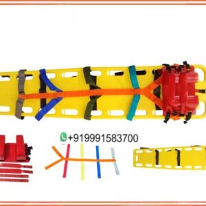 SPINE BOARD ADULT YELLOW WITH HEAD IMMOBILIZER & SPIDER STRAP