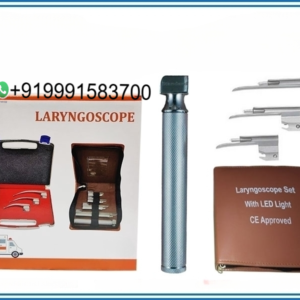 LARYNGOSCOPE SET MILLER STAINLESS STEEL 3 BLADES REXINE POUCH